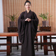 氧摩海青居士服女 臺麻海青男女廣袖居士服四季透氣臺麻海清咖啡 臺麻咖啡色(透氣舒適且不透) 36碼身高150
