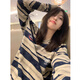 LDBE美式撞色條紋長袖t恤女秋冬2025新款圓領(lǐng)寬松設(shè)計感打底衫上衣潮 圖片色 L（100-120斤）