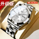 I&W CARNIVAL HWGUOJI瑞士手表男士全自動機械表防水夜光雙日歷商務(wù)男腕表名表十大品牌 愛沃馳鋼帶銀白-進口機芯 【升級加強版】-順豐空運