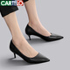 卡帝樂鱷魚 CARTELO 舒適職業(yè)百搭黑細高跟鞋女士 KCC-357-8 黑色5cm 37 