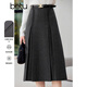 百圖betu女裝冬季新款半身裙時(shí)髦復古人字紋高腰半身裙女2311T97 深灰 L