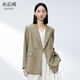 水云間寬松雙排扣正肩小西裝薄外套女2025秋季新款綿羊毛混紡氣質(zhì)西服女 灰綠 M