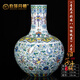 伯莎丹頓陶瓷花瓶擺件景德鎮手繪斗彩天球瓶瓷瓶客廳玄關(guān)家居裝飾品禮品 八仙纏枝蓮天球瓶 大號 55cm 外加底座8CM，凈重7.3斤