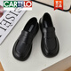 卡帝樂(lè )鱷魚(yú)（CARTELO）真皮軟底小皮鞋女2026年春秋新款厚底單鞋一腳蹬樂(lè )福鞋 黑色 39