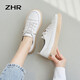ZHR小白鞋女真牛皮經(jīng)典撞色板鞋女清新百搭軟底休閑女鞋 A90 米色 39