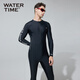 WATERTIME/水川 男士泳衣泳褲連體潛水服沙灘褲防尷尬游泳衣 黑銀 XL