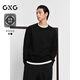 GXG男裝  雙色假兩件設(shè)計(jì)線衫男寬松針織衫時(shí)尚毛衣 2024秋季新 黑色 L
