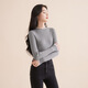 香影【抗起球科技針織衫】修身針織衫女冬季木耳領(lǐng)正肩內搭打底衫 灰色 XL