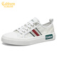 卡賓（CABBEEN）男鞋網(wǎng)面帆布鞋透氣舒適板鞋國潮休閑鞋2024夏季 米白 40 
