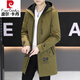 皮爾卡丹（pierre cardin）2026新款春秋季連帽夾克男士中長(cháng)款寬松帥氣風(fēng)衣男裝休閑外套 卡其色 2XL 【適合140-155斤】
