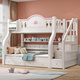 子薇 上下床實(shí)木櫻桃木床加厚高低床上下鋪學(xué)生臥室床 【粉白】梯柜款+書(shū)架+雙抽+床墊 1500mm*2000mm