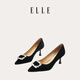 ELLE高跟鞋女鞋新款細跟中跟氣質(zhì)淺口單鞋宴會(huì )工作百搭尖頭鞋 黑色 39 (245mm) 標準碼