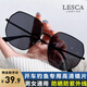 LESCA LUNETIER透明藍(lán)色防紫外線太陽鏡男士多邊形金屬開車墨鏡潮海邊眼鏡女圓臉
