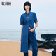 歌莉婭天絲牛仔連衣裙女夏款襯衫式通勤裙子商場同款1B4C4J0J0 80U深牛仔藍(lán) L