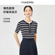 娜爾思（NAERSI）【輕氧戶(hù)外】氣質(zhì)低圓領(lǐng)航海系穿搭女2025夏季新款短袖上衣 暗青紫色 2XL