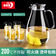 青蘋果【采銷推薦】加厚冷水壺玻璃涼水壺家用耐高溫泡茶壺涼水杯套裝 嘟嘟壺2600ml+4只直身水杯