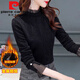 皮爾卡丹（pierre cardin）蕾絲加絨打底衫女2025秋冬新款半高領(lǐng)洋氣內搭年長(cháng)袖時(shí)尚上衣 黑色 加絨 XL