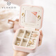 唯蘭朵（VLANDO）2025新款首飾盒耳環(huán)耳釘戒指手飾品收納盒小巧便攜高級生日禮物 水粉色珠光荔枝紋