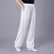 陳英太極服太極褲男女春秋棉麻透氣吸汗褲功夫武術(shù)高端練功燈籠褲 白色側兜款 S