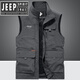 JEEP SPIRIT吉普精神2025春秋馬甲男多口袋中老年攝影背心休閑釣魚工裝馬夾男 灰色 3XL
