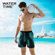 WATERTIME/水川 泳褲男防尷尬沙灘男士五分雙層游泳褲 漸變抽象 XXL