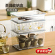 立始茶具收納盒防塵帶蓋桌面透明可疊加放功夫茶杯茶葉壺瀝水整理盒 【可瀝水】茶具收納盒 中號【27.6*17.5*9.5cm】
