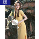 羅蒙（ROMON）女裝中式連衣裙夏季2024新款時(shí)尚國風(fēng)改良黃色旗袍新氣質(zhì)文藝裙子 檸檬黃 M