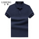 立蒙（LIMENG）珠地棉短袖T恤男士純色保羅衫全棉翻領(lǐng)大碼t袖衫潮 藏青色 200
