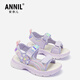 安奈兒（Annil）女童涼鞋夏款2025新款夏季女孩公主露趾軟底運動兒童沙灘鞋 6292紫色 35 內(nèi)長22.2cm/適合腳長21.2cm