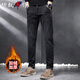 增致牛仔（zengzhi）加絨加厚男士牛仔褲男2025秋冬新款修身小直筒休閑潮牌高端褲子男