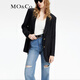 MO&Co.春秋學(xué)院風(fēng)墊肩廓形含羊毛精紡中性西裝外套摩安珂 黑色 M 165