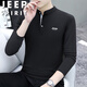 JEEP SPIRIT吉普長(cháng)袖t恤男士春秋季商務(wù)休閑戶(hù)外翻領(lǐng)純色打底衫 黑色 XL