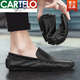 卡帝樂(lè )鱷魚(yú)（CARTELO）2025新品春夏季小皮鞋男士日系一腳蹬春季真皮軟底豆豆鞋薄款防滑 黑色 40