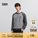 森馬（Semir）毛衣男2025春季絨感繡花針織衫內(nèi)搭寬松撞色插肩袖套頭毛衫潮 灰色調(diào)00322 L
