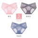 巴寶歐蕾絲內褲女純欲性感新款少女生純棉抗菌襠女士短褲無(wú)痕中低腰透氣 【煙灰+粉色+灰藍】 3條 M【85-105斤】