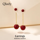 Qlady紅色仿珍珠耳釘耳飾女氣質(zhì)高級感銀針耳環(huán)2024新款輕奢耳墜禮物
