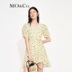 MO&Co.棉麻混紡海邊度假風(fēng)小雛菊V領(lǐng)氣質(zhì)洋氣連衣裙女 黃底小碎花 L 170
