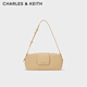 CHARLES&KEITH單肩腋下包法棍包包女包女士生日七夕禮物CK2-20270918 Beige米色 M