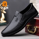 老人頭男鞋新款商務(wù)休閑皮鞋男士真皮透氣舒適軟底耐磨防滑套腳駕車(chē)鞋 黑色 41