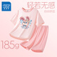 真維斯女童睡衣夏季兒童莫代爾家居服兩件套小女孩休閑夏款舒適寬松套裝 【撞色款】粉/J粉兔子 150