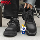 NASA XVVX官方聯(lián)名德比鞋大頭皮鞋男生新款低幫厚底增高商務(wù)通勤碳黑休閑鞋 黑色 40