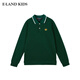 E·LAND KIDS衣戀冬季新品男童撞色條紋徽章刺繡POLO衫 Green綠色/40 150 cm