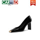 卡帝樂(lè)鱷魚(yú)（CARTELO）黑色方頭高跟鞋女2025年春季新款漆皮百搭工作粗跟女鞋職業(yè)單鞋女 黑色 37