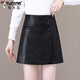 啄木鳥(niǎo)真皮綿羊皮裙短褲女2025年秋季新款黑色高腰時(shí)尚顯瘦皮短褲裙 黑色 M 建議95-105斤