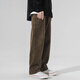 沐秋秋冬季厚款寬松直筒燈芯絨休閑褲男士百搭復古工裝條絨舒適闊腿褲 咖啡色 XL (體重145-160斤)