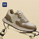 海瀾之家（HLA）休閑鞋男時(shí)尚撞色拼接運動(dòng)鞋男透氣網(wǎng)面男鞋 卡其色 42