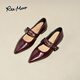reemoor睿慕氣質(zhì)尖頭平底鞋2026春季新款瑪麗珍鞋秋冬時(shí)尚淺口單鞋女 酒紅色 37