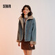 森馬（Semir）牛仔棉服女拼接毛領(lǐng)美式復(fù)古2024冬寬松毛邊夾克街頭109724108017