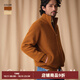 CULTUM冬季加厚100%羊毛開(kāi)衫高領(lǐng)毛衣男上衣雙開(kāi)拉鏈外套針織衫 焦糖棕 2XL