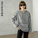顏域灰色連帽衛衣女2025秋季撞色休閑通勤寬松長(cháng)袖上衣女 灰色 L